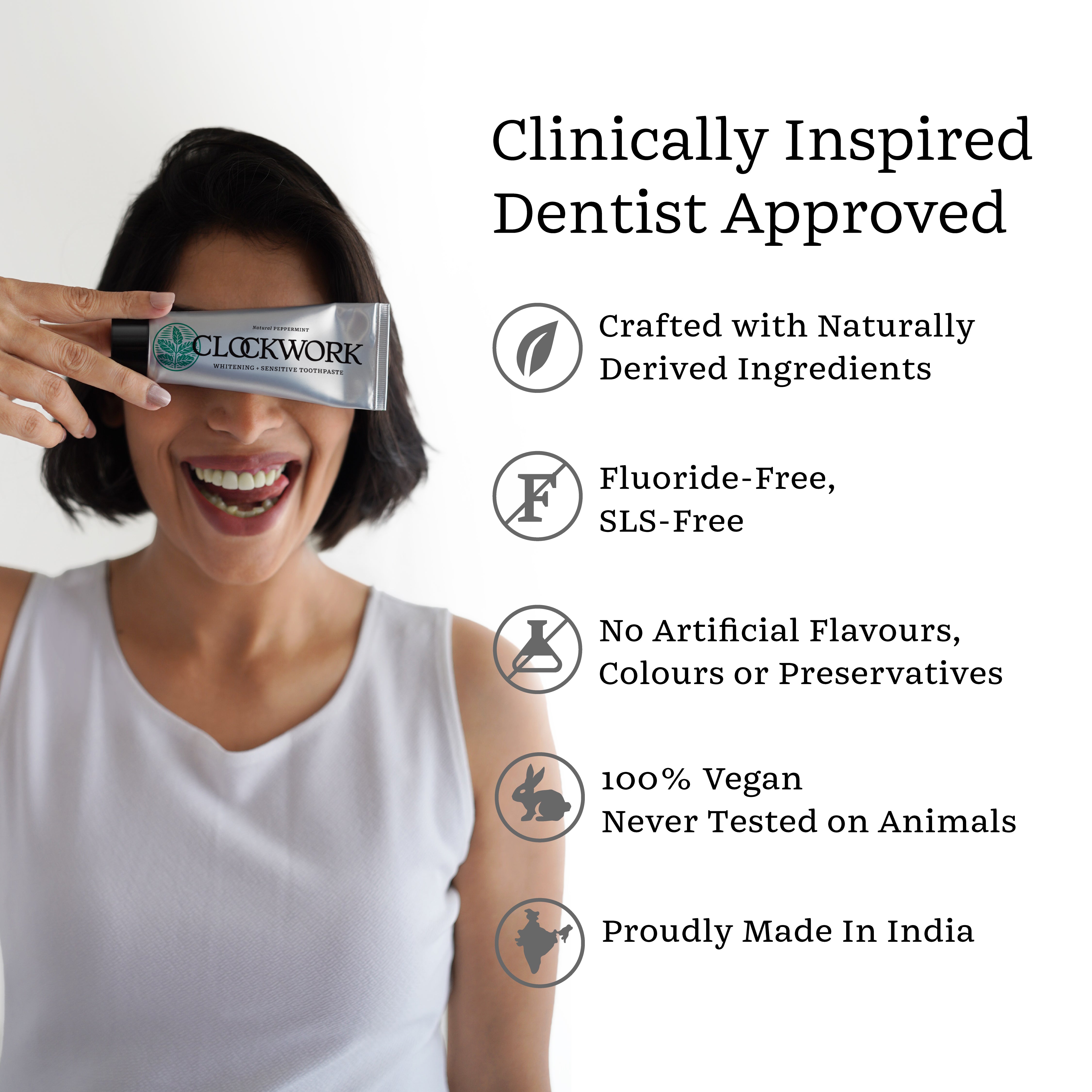 Clockwork Natural Peppermint Toothpaste with 10% HydroXy (nHAP & Xylitol)