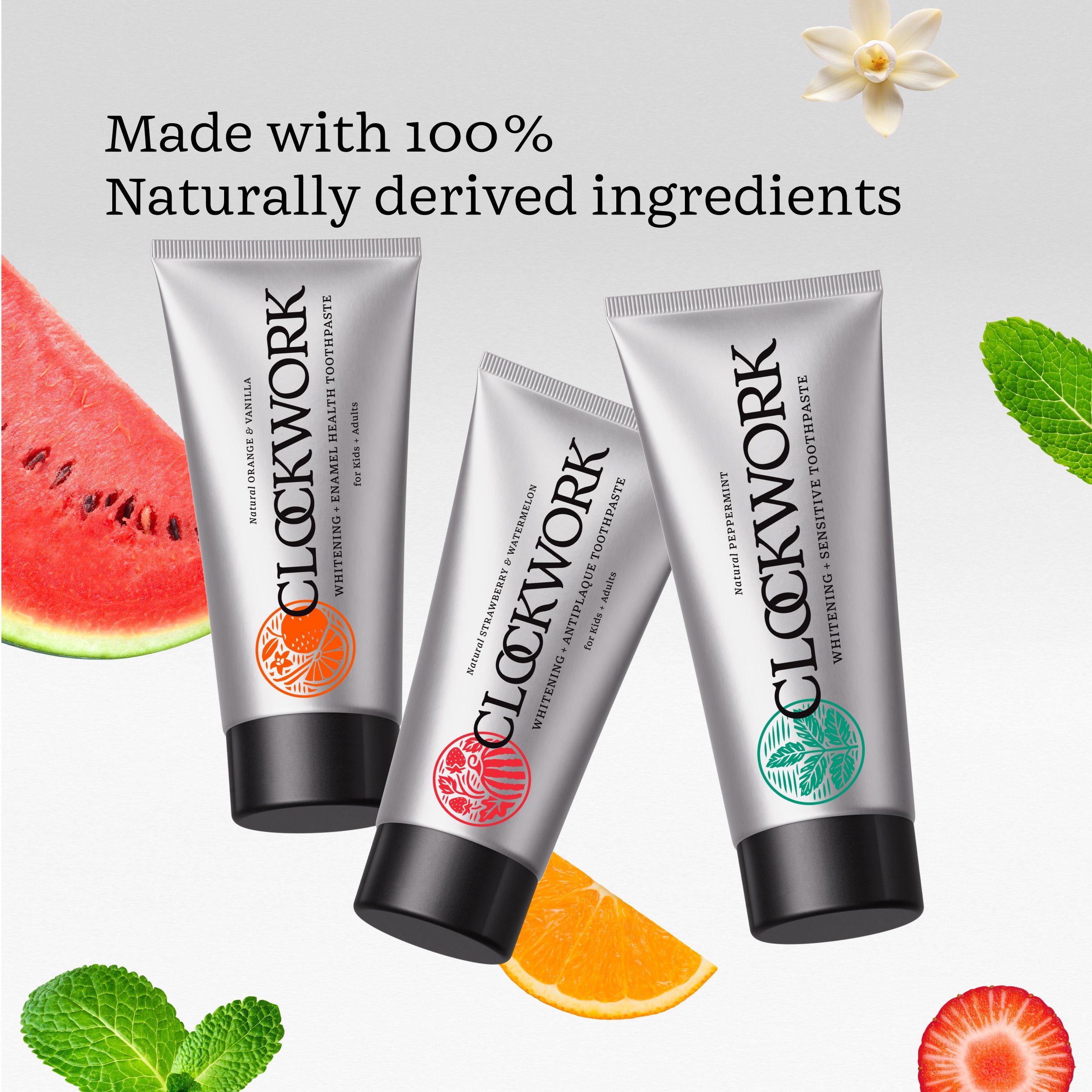 Clockwork Natural Strawberry & Watermelon Kids+Adults  Toothpaste with nano-hydroxyapatite