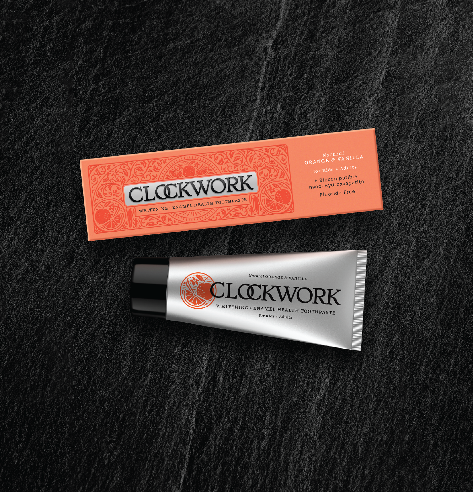 Clockwork Natural Orange & Vanilla Kids+Adults Toothpaste with nano-hydroxyapatite