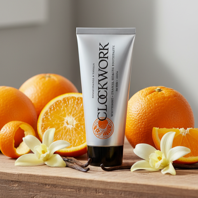 Clockwork Natural Kids + Adults Orange & Vanilla Toothpaste with HydroXy™