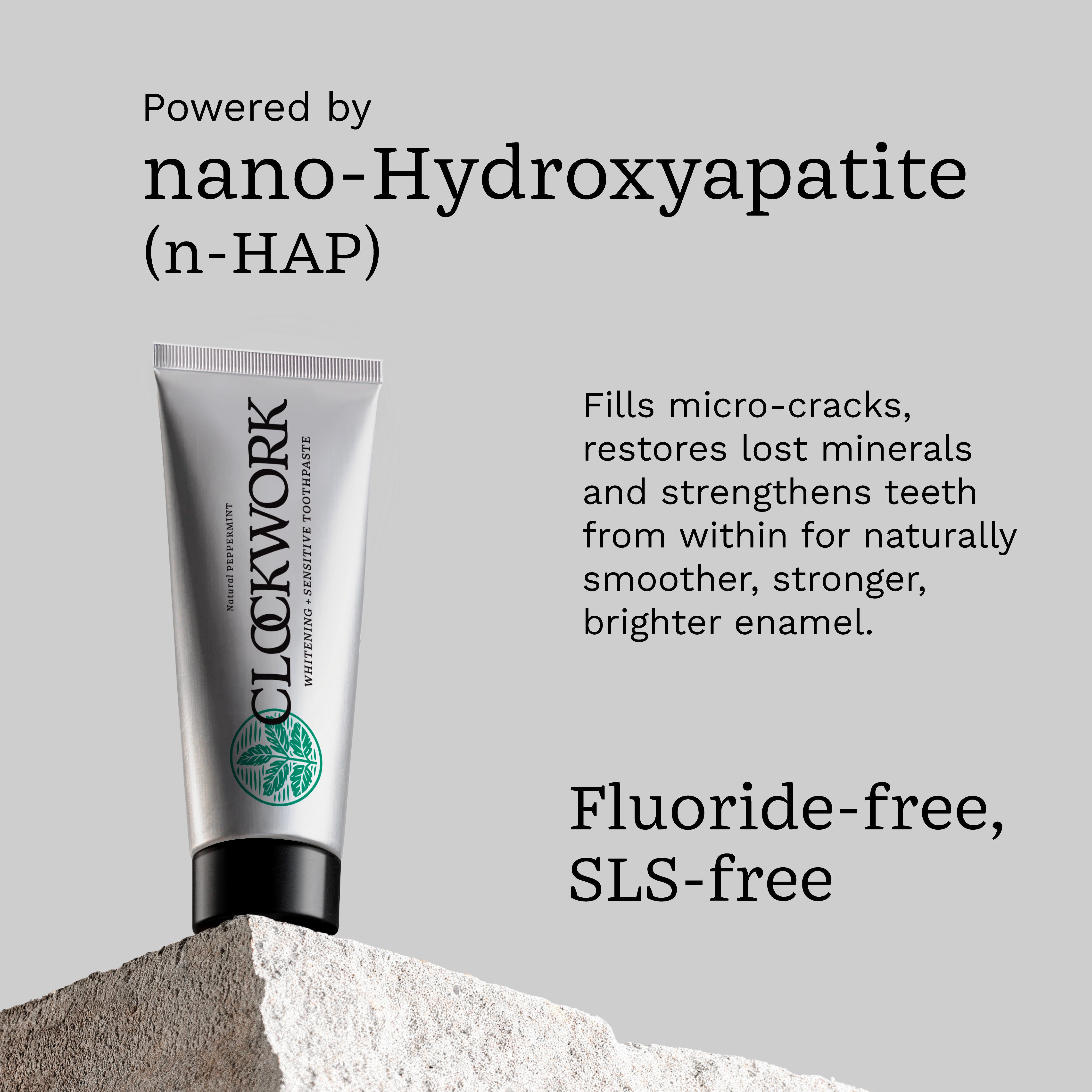 Clockwork Natural Peppermint Toothpaste with 10% HydroXy (nHAP & Xylitol)
