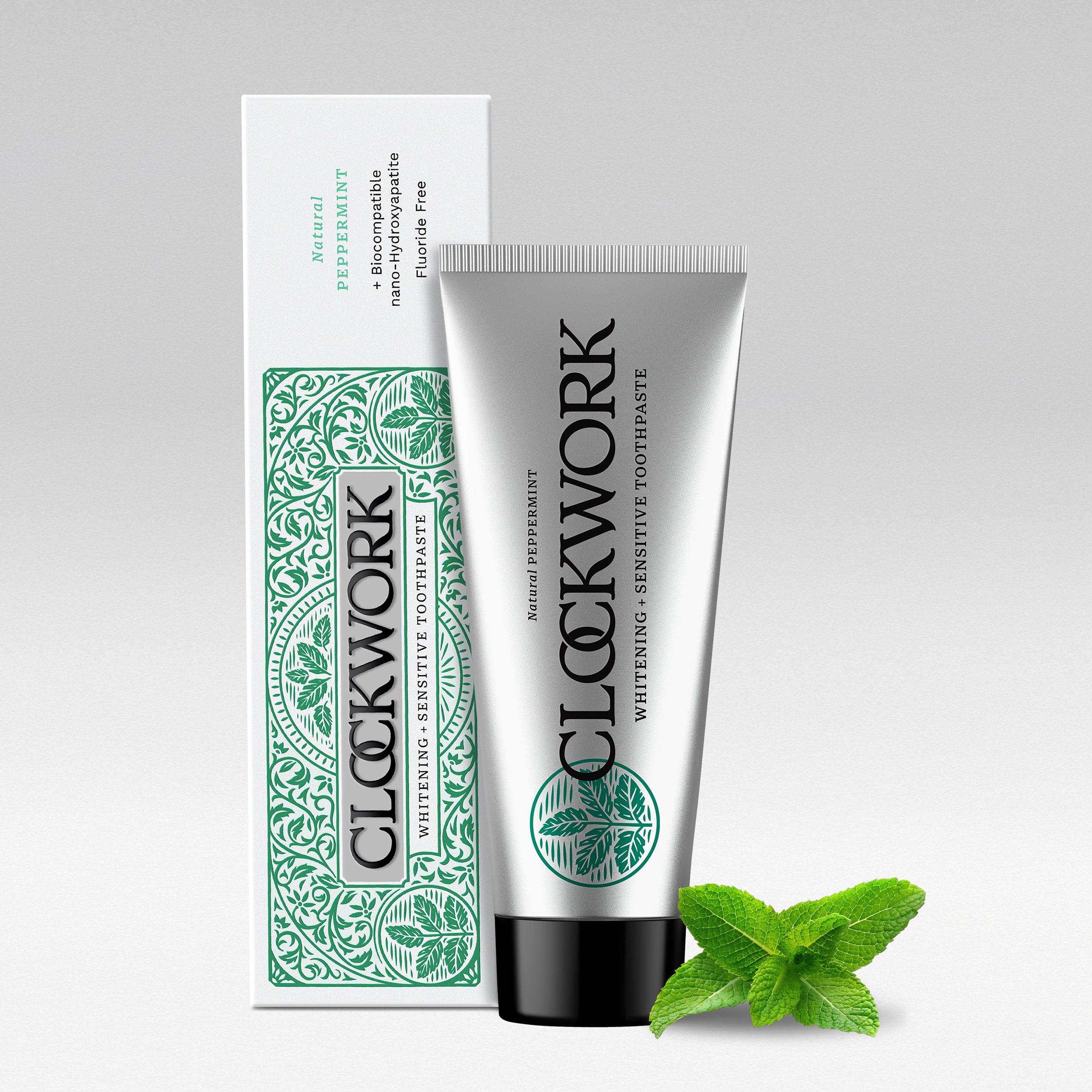 Clockwork Fluoride-Free Natural Peppermint Toothpaste with nano